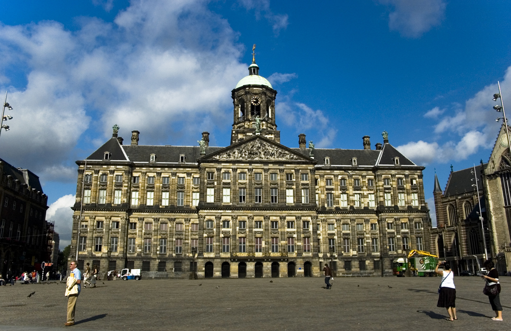 Royal Palace at the dam square in Amsterdam